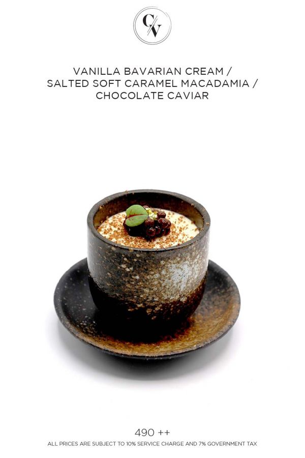 Caviar Cafe : VANILLA BAVARIAN CREAM / SALTED SOFT CARAMEL MACADAMIA / CHOCOLATE CAVIAR